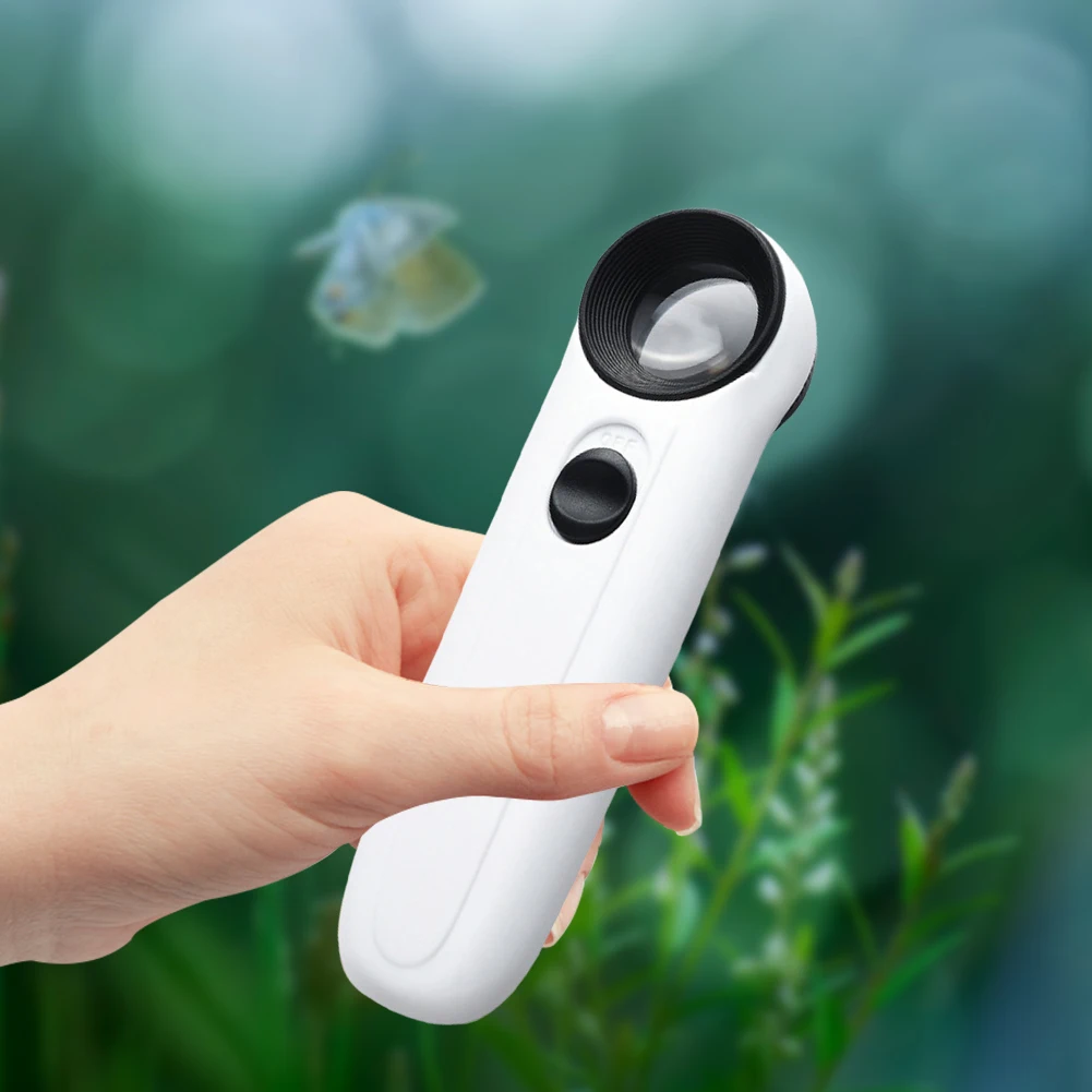 40X عدسة مكبرة يدوية HD عدسة مكبرة مع 2 أضواء LED مجوهرات المكبر للمجوهرات الماس جوهرة عملة ختم روك #3