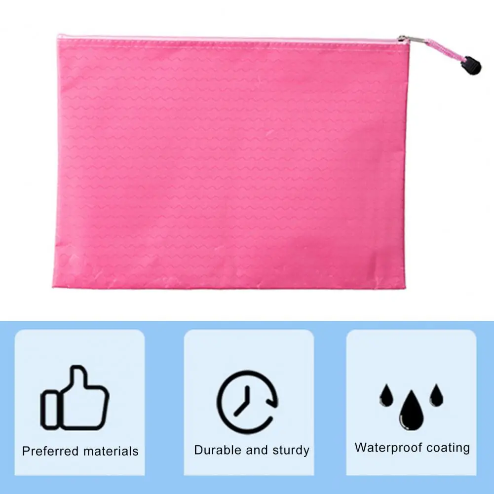 Capacity File Organizer Waterproof Oxford Cloth File Bag with Zipper Lanyard Design for Capacity Document Storage Office