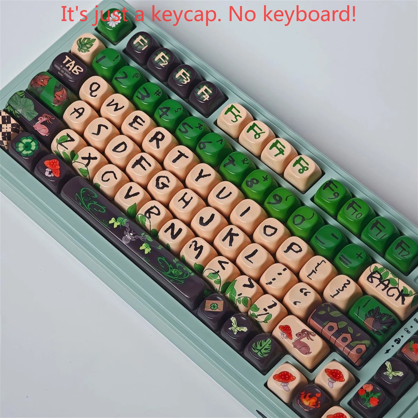 136 Keys Green Theme Cherry Profile PBT Keycaps Glossy Surface for 61-108 Keys Gaming Office Mechanical Keyboard