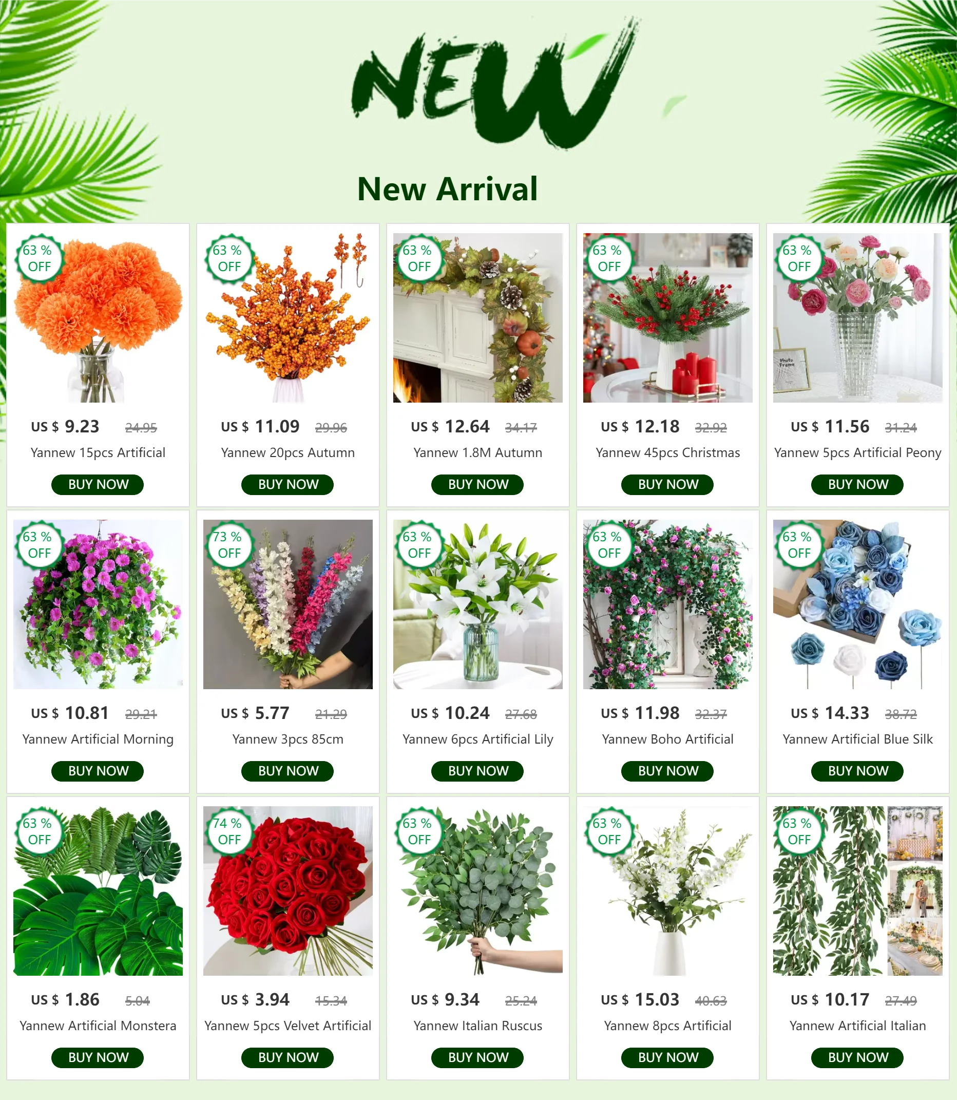 Yannew 12 Stück künstliche Eukalyptus-Stiele, silbernes Dollar-Grün, künstliche Pflanzen für Hochzeitsstrauß, Blumenarrangement, Heimdekoration – Detail 1