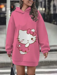 Women's Autumn and Winter Hoodie Cartoon HelloKitty Printed Long Sleeve Sweater Fashion Trend Street Style Clothing