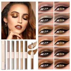 Glitter Sequins Liquid Eyeshadow Low-saturation Brown Matte Shimmer Double Head Eye Shadow Waterproof Brightening Eye Makeup