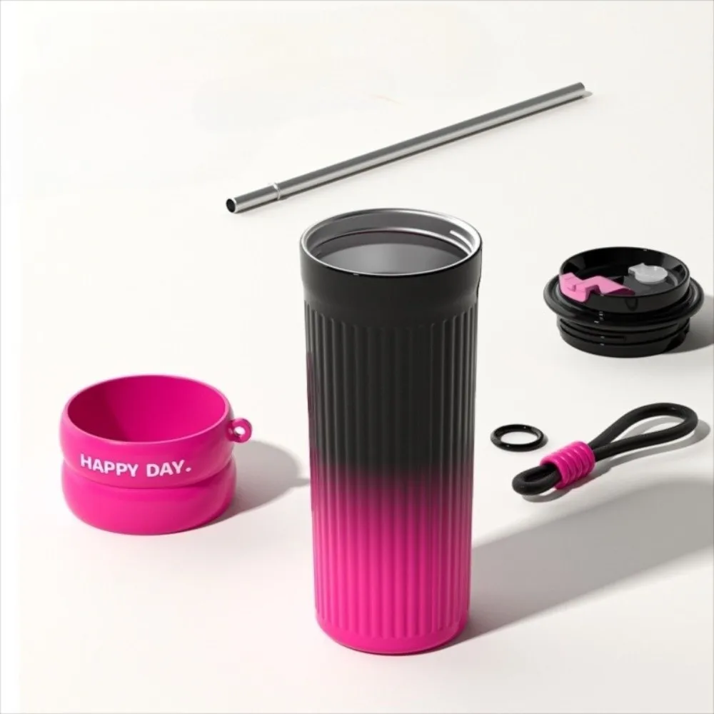 

500ml Insulated Cup Stainless Steel High-Capacity Thermal Mug With Lifting Rope Insulation Or Cooling Vacuum Flask