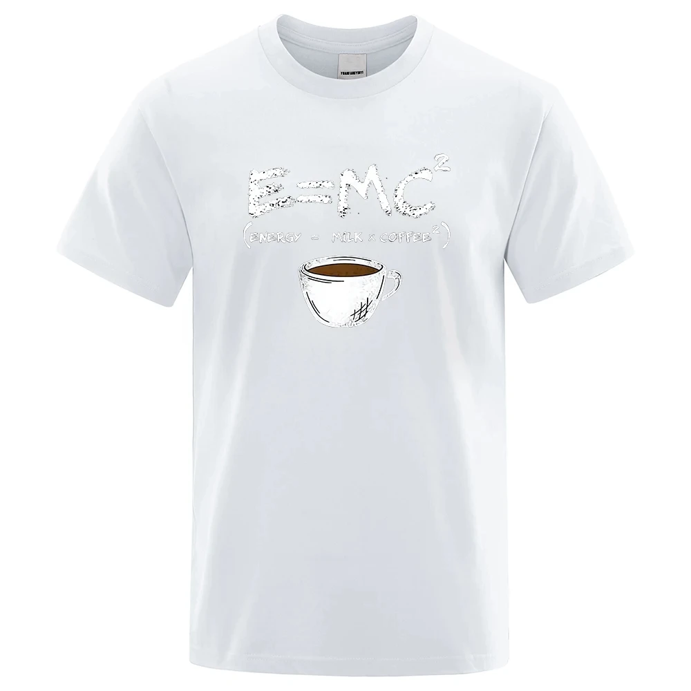 Energy=Milk+Coffee Printing Men Tshirt Casual Tshirts Funny Cotton Loose Tees Shirts Street Oversized T-Shirts Man 80195