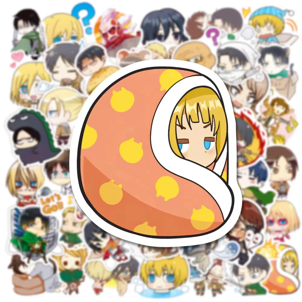 

50Pcs Q Version Attack On Titan Stickers DIY Stickers Scrapbooking Phone Luggage Skateboard Vinyl Waterproof Graffiti Decals