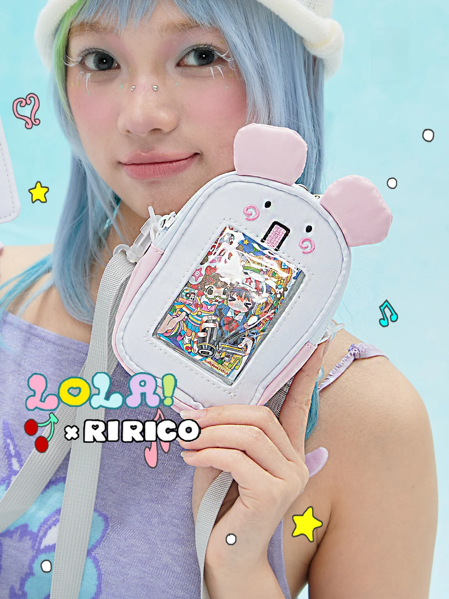 

Design Ririco Zoo Collaborative Soft Cute Crossbody Doll Bag Transparent Grain Pain Bag Sweet Second Hand Youth Commuter