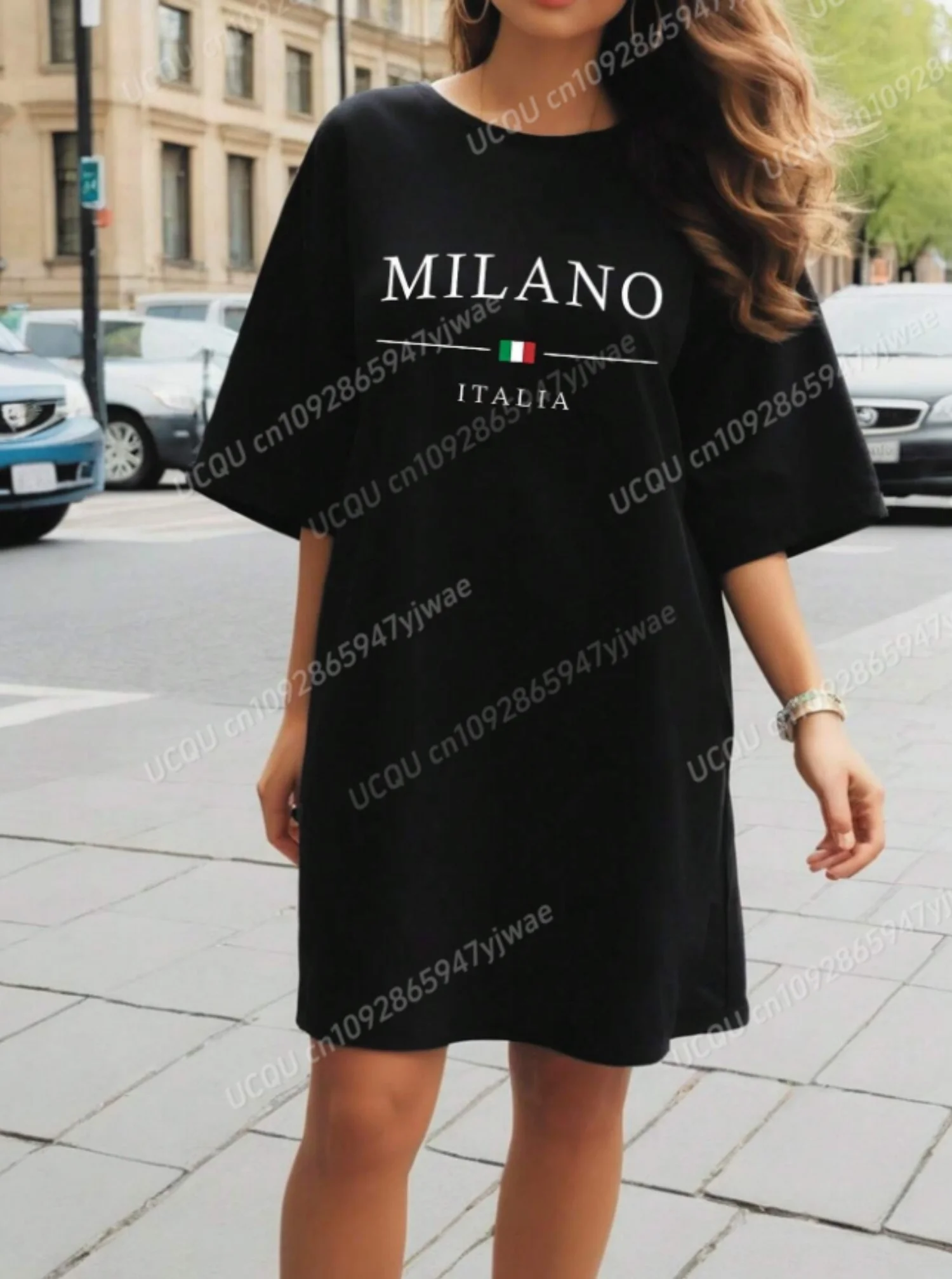 2025 Zomer Nieuwe Vrouwen T-Shirt Jurk Losse Casual NEW YORK Gedrukt O-hals Dame Korte Mouw Trui Jurken Vrouwen Kleding