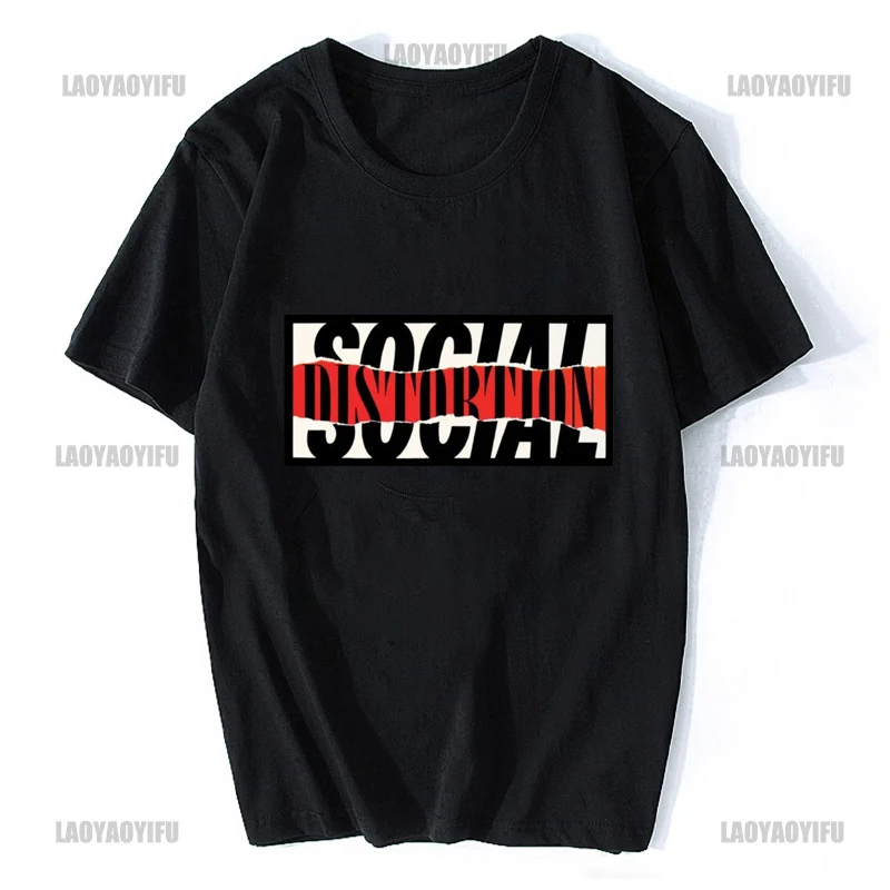 Social Distortion Printing Shirt Summer Casual Men's T-Shirt Street Fashion Short Sleeve Clothing Streetwear Cotton Graphic