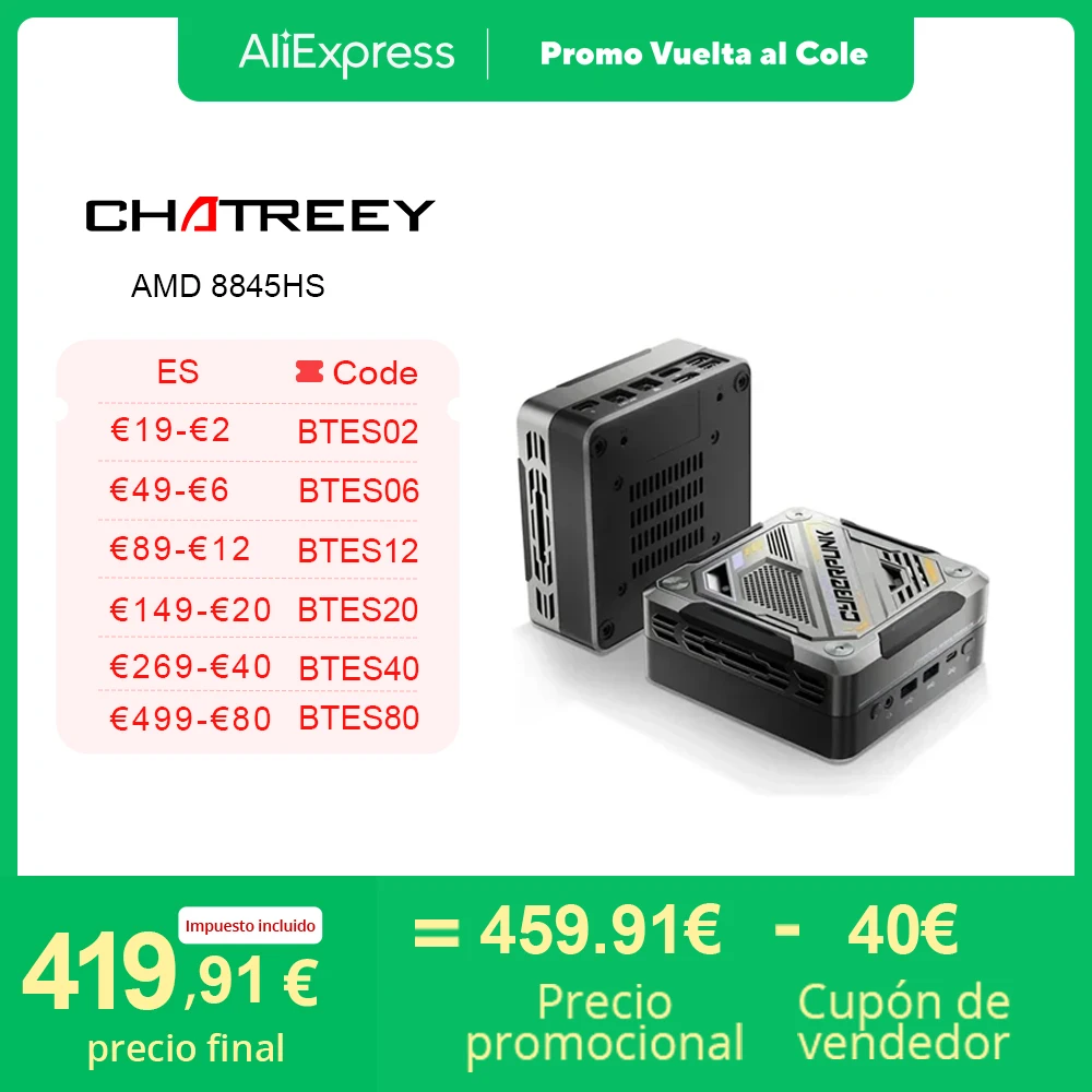 Chatreey-Mini PC con iluminación colorida, ordenador de escritorio para videojuegos, Wifi6, AN3 Ryzen 7 7840HS 8845HS 780M DDR5 4800MHz