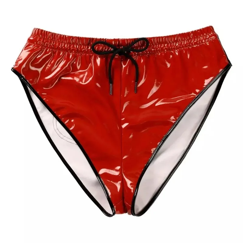 PVC Leather Shorts Shiny Women Sexy Briefs High Cut Triangle Underwear Night Club Panties Glossy Ladies Swimming Trunk Underpant