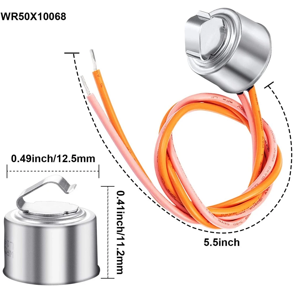 2 pezzi WR55X10025 Sensore di temperatura del frigorifero Sostituisci 914093, WR50X10068 Termostato di sbrinamento per frigoriferi GE-T44C