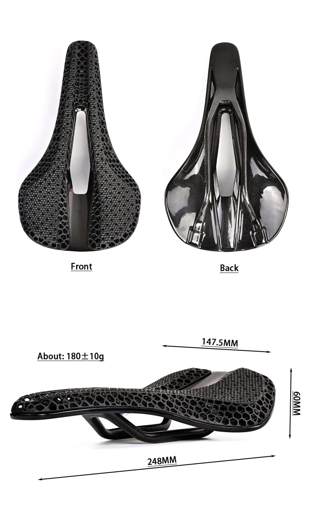 GOLDIX Fahrradsattel aus Carbon, 3D-Druck, ultraleicht, für Rennrad, MTB, Rennsattel, Fahrradkissen, hohl, atmungsaktiv, Fahrradteile – Detail 2