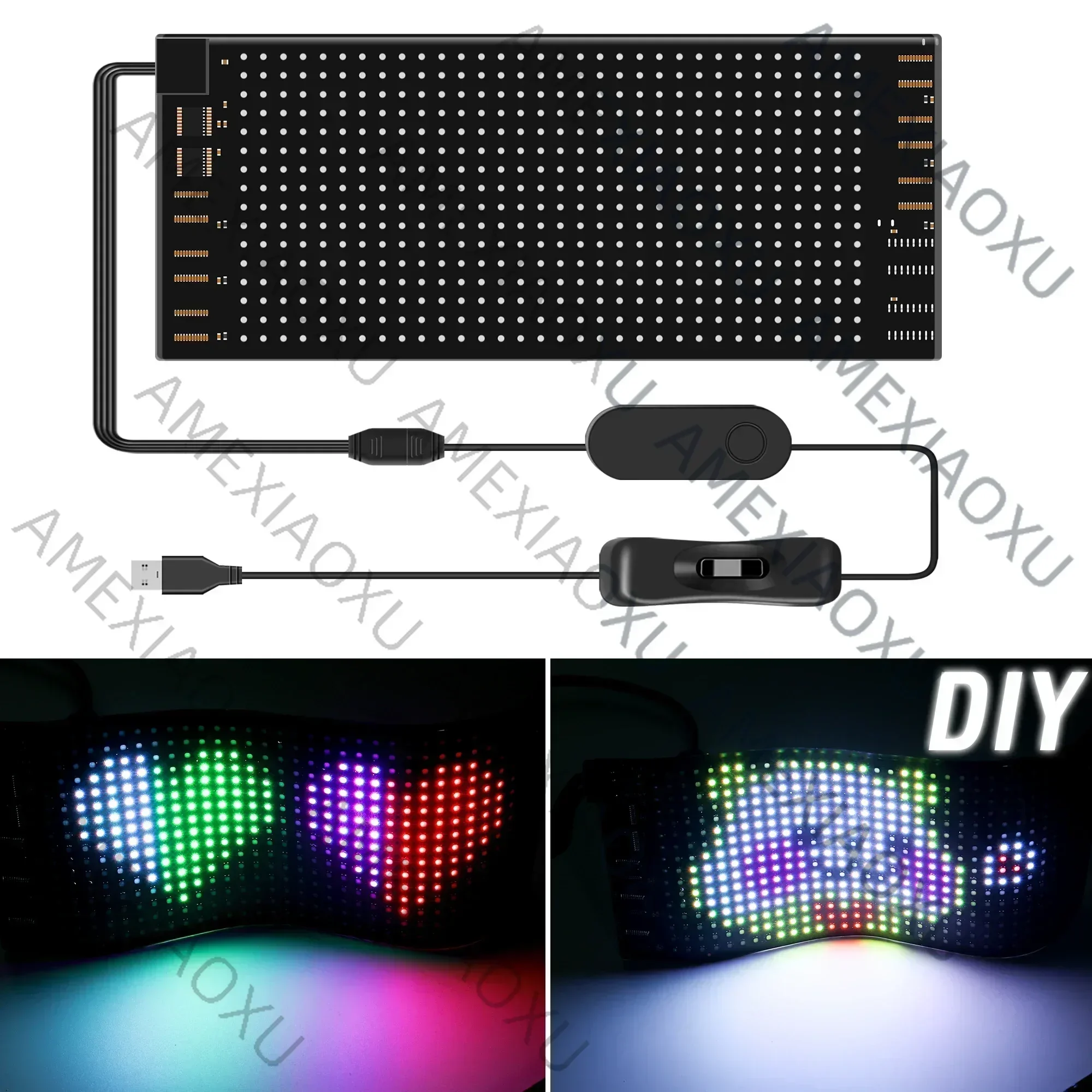 WANWUXIN Scrolling LED Car Sign Programmable Flexible Ultra-Thin Flexible LED Screen APP USB 5V DIY LED Signs for Car Store Home