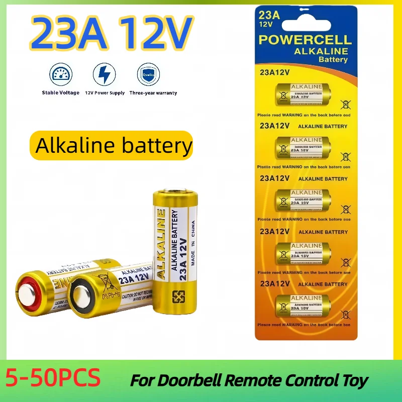 

12V 23A A23 Alkaline Battery Long-Lasting Power for Doorbell Remote Control Electric Toy (23GA A23S E23A Compatible)
