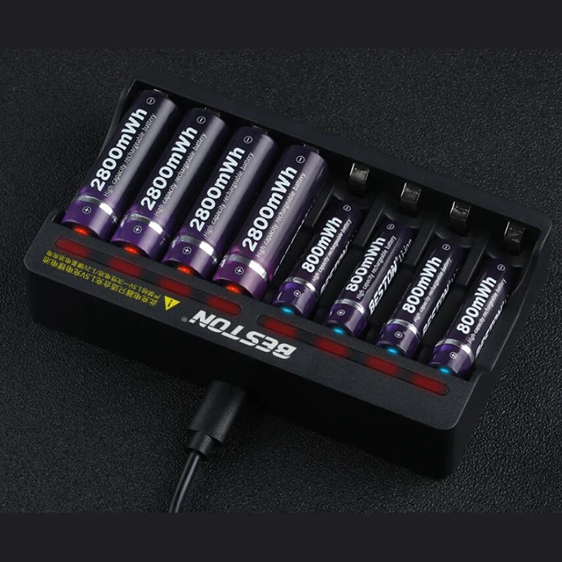 A17Z Beston 8 Slot Fast Smart Intelligent Lithium Battery Charger for 1.5V AA AAA Rechargeable Battery Quick Charger