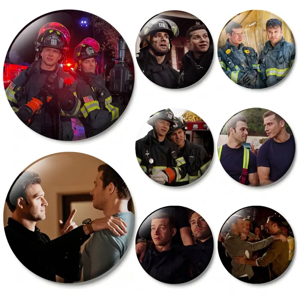Drama E-Evan Buckley Eddie Diaz 9-1-1 Rescue Badges 25 32 44 58 75 mm Round Fans Collect Friends Gifts Brooch Souvenir