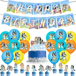 Bluey Family Theme Birthday Party Supplies DIY Balloon Birthday Banner Latex Balloon Decoration Cake Supplies Invitation Cards