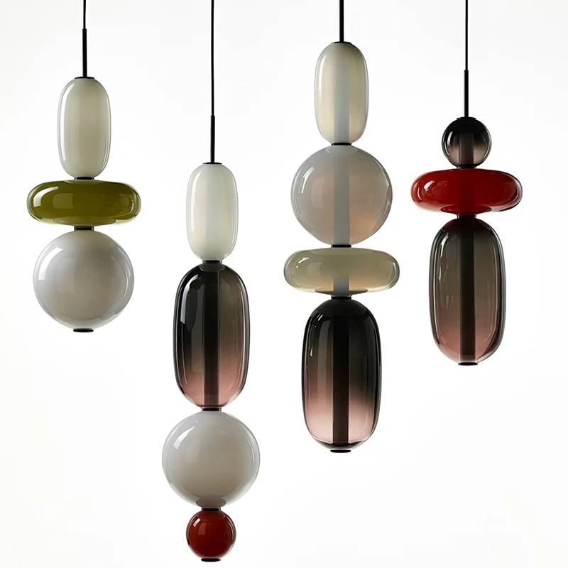 Italian Candy Glass LED Pendant Light Modern Art Glass Chandelier for Living Room Dining Room Ceiling Suspension Home Decor