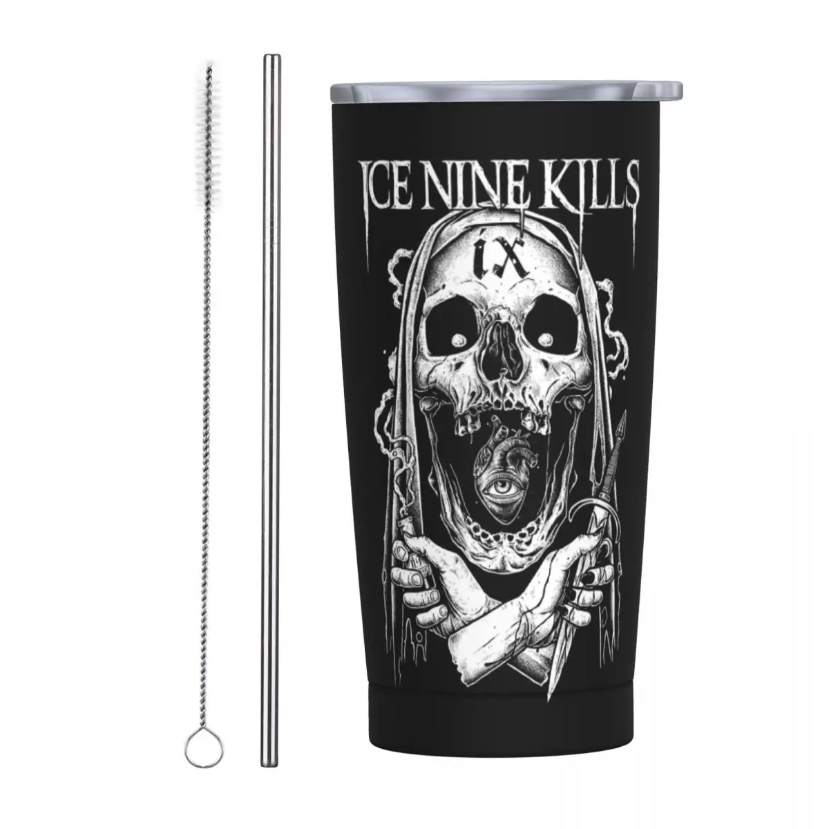 Michele Nolli Ice Nine Kills Stainless Steel Tumbler Vacuum Insulated Mug Thermal Cold Cup Straw With Lid 20oz