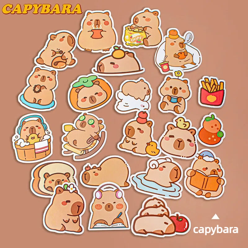 

50 очаровательных мультяшных стикеров с капибарами в стиле граффити: креативные, модные, забавные наклейки для декора, скрапбукинга, мобильных телефонов и детских товаров