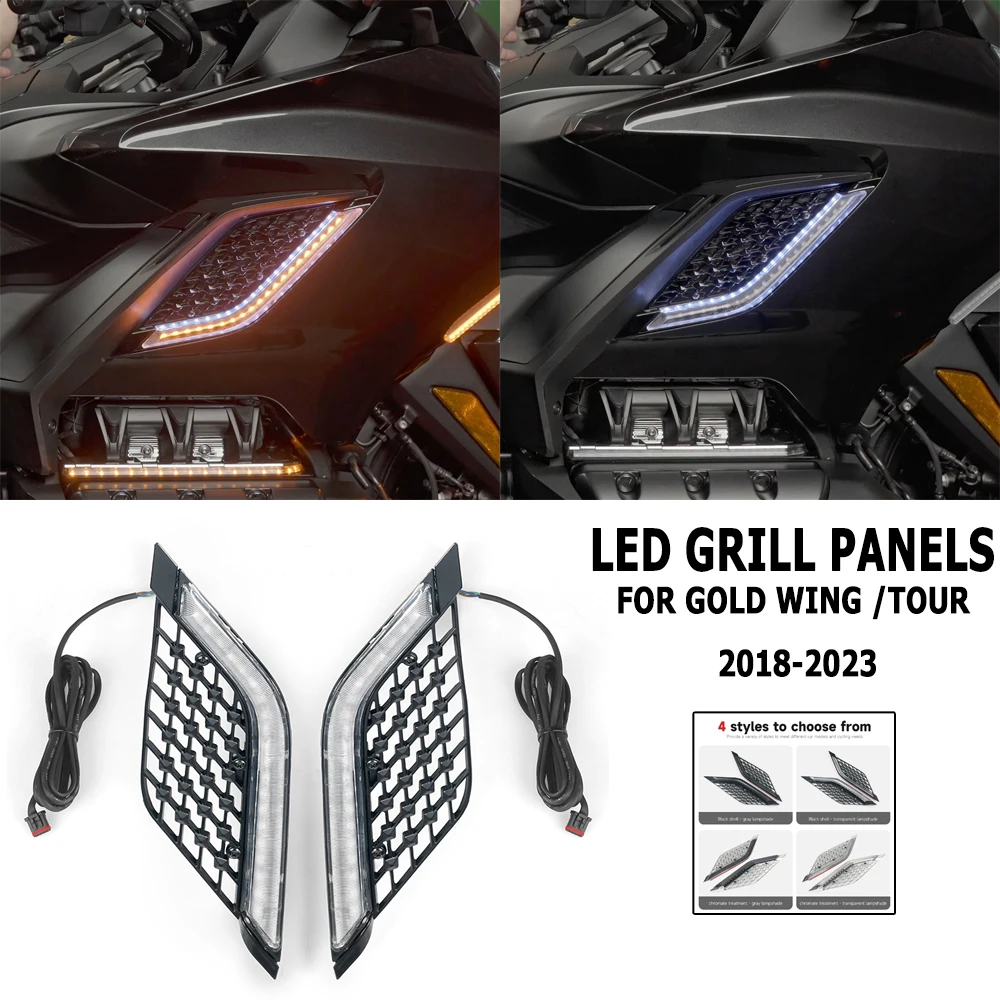 

Motorcycle LED Radiator Grill Panels Decorative Light Turn Signal Lamp For Honda Gold Wing 1800 GL1800 Tour DCT Airbag 2018-2023