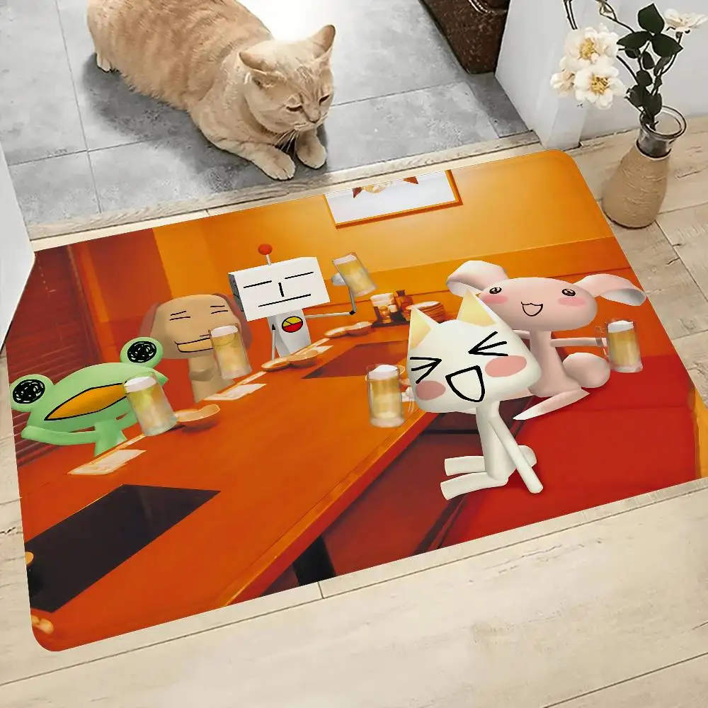 Inoue Toro Cute Cat Entrance Door Mat Washable Non-Slip Living Room Sofa Chairs Area Mat Kitchen Welcome Doormat