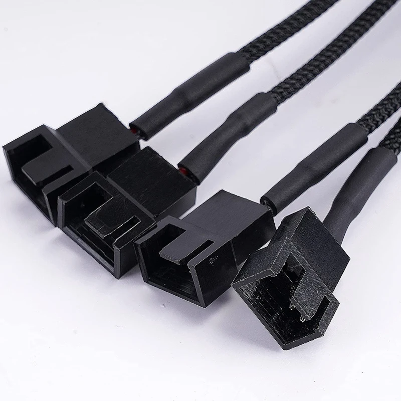 Kabel adaptera wentylatora chłodzącego z górnym chłodzeniem, 15-pinowy kabel zasilający SATA na 4 x 3 piny / 4-pinowy PMW 12V do obudowy komputera PC na 15-pinowy SATA