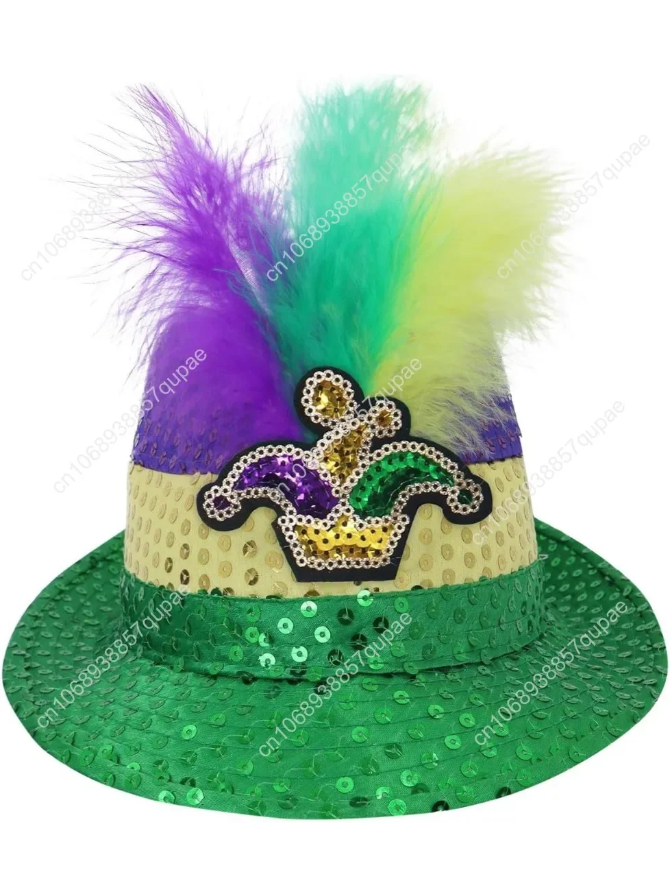 

Mardi Gras Sequin Fedora Hat for Women and Men Carnival Costumes Party Hats with Feathers Festival Costume Accessories
