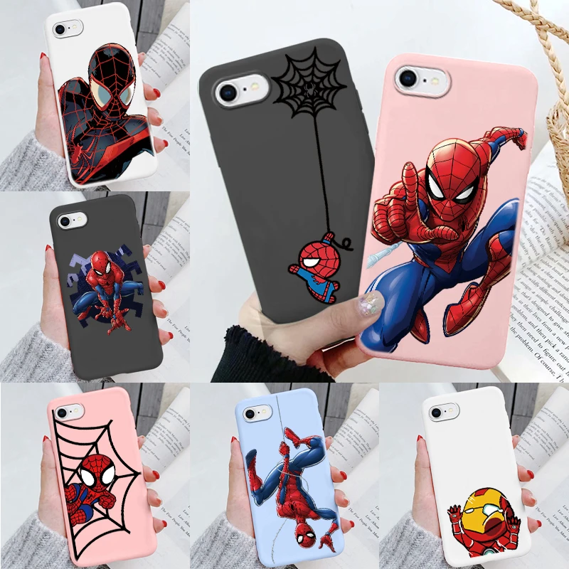 For IPhone 7 8 Plus 7 Plus 6 6S 6 Plus XR X XS XS Max 8 SE 2022 SE 2020 4G Marvel Spider Man Cartoon Fashion Silicone Phone Case