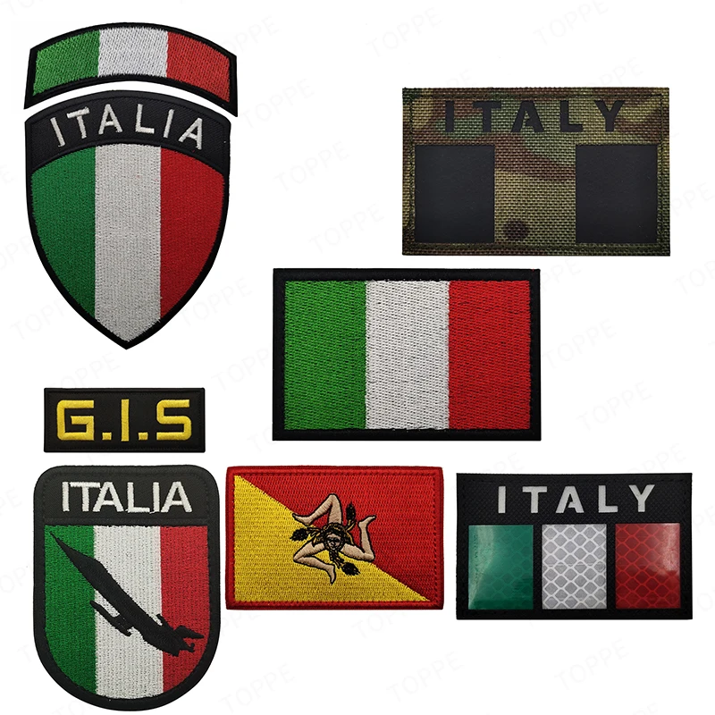 1PC Italy Sicily Flag Hook Loop Patches Embroidered Italian Applique for Backpack Clothing Sticker