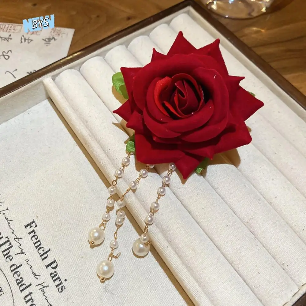 

Retro Red Flower Hair Clip Tassel Koi Fish Chinese Style Hair Stick Antique Hair Chopstick Pearl Hanfu Hairpin