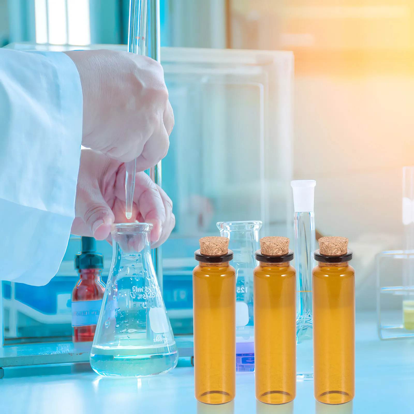 

25 шт. маленьких стеклянных флаконов для образцов, лабораторных реагентов и порошков, контейнеры для хранения образцов и порошков