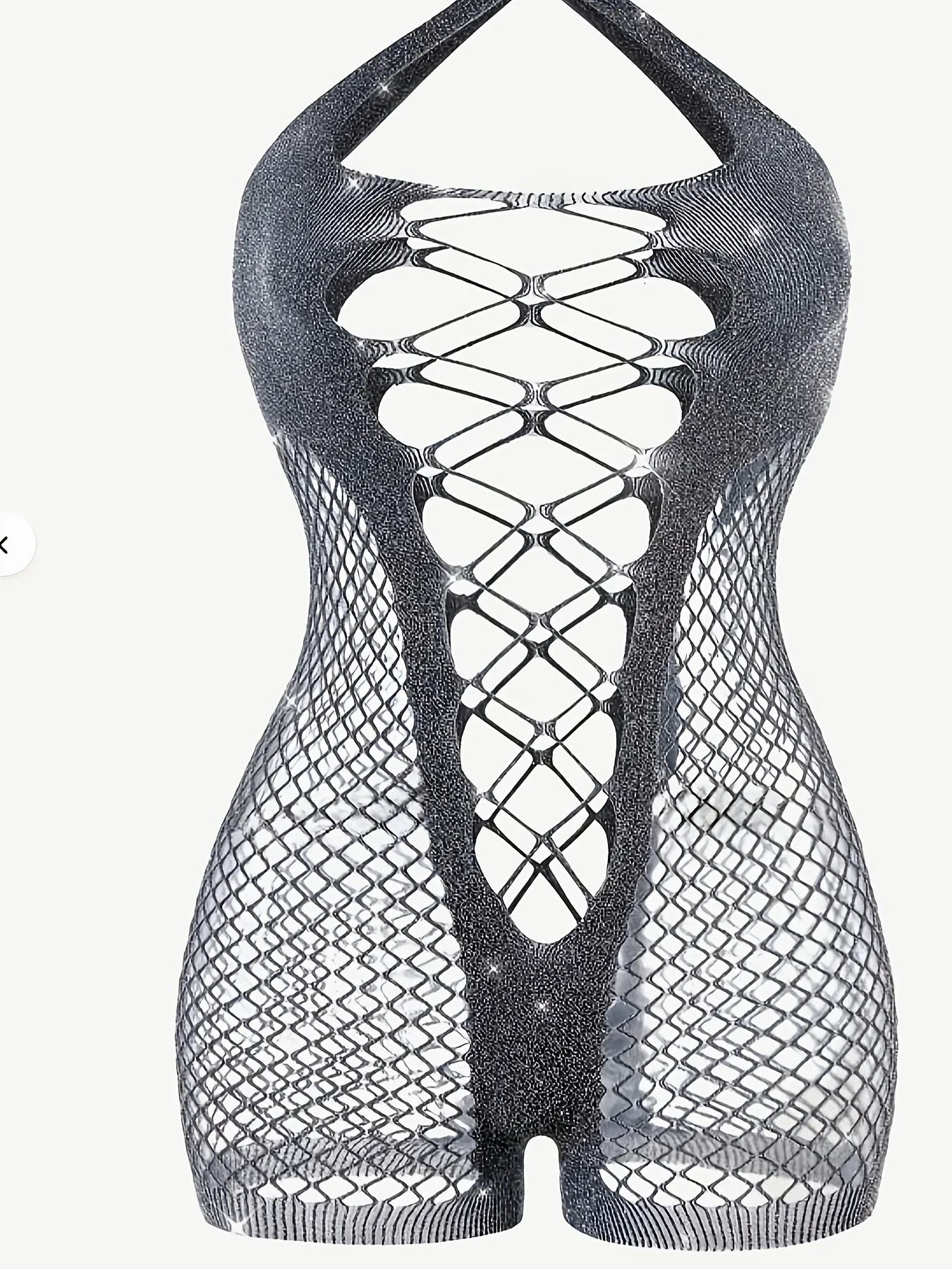 

Женское сексуальное женское белье, серебристый прозрачный боди с лямкой на шее, глубокий V-образный вырез сзади, эластичное сетчатое нижнее белье больших размеров