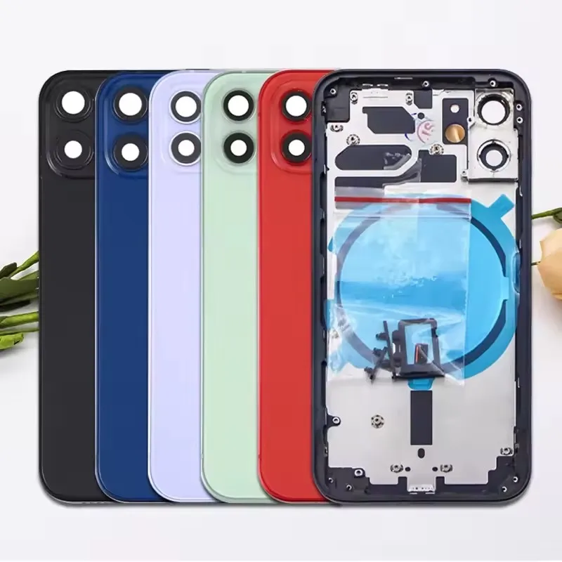 Для iPhone 12 Mini Батарейный отсек Задняя задняя крышка корпуса с рамкой корпуса Лоток для SIM-карты Боковые кнопки OEM для IPhone 12 mini
