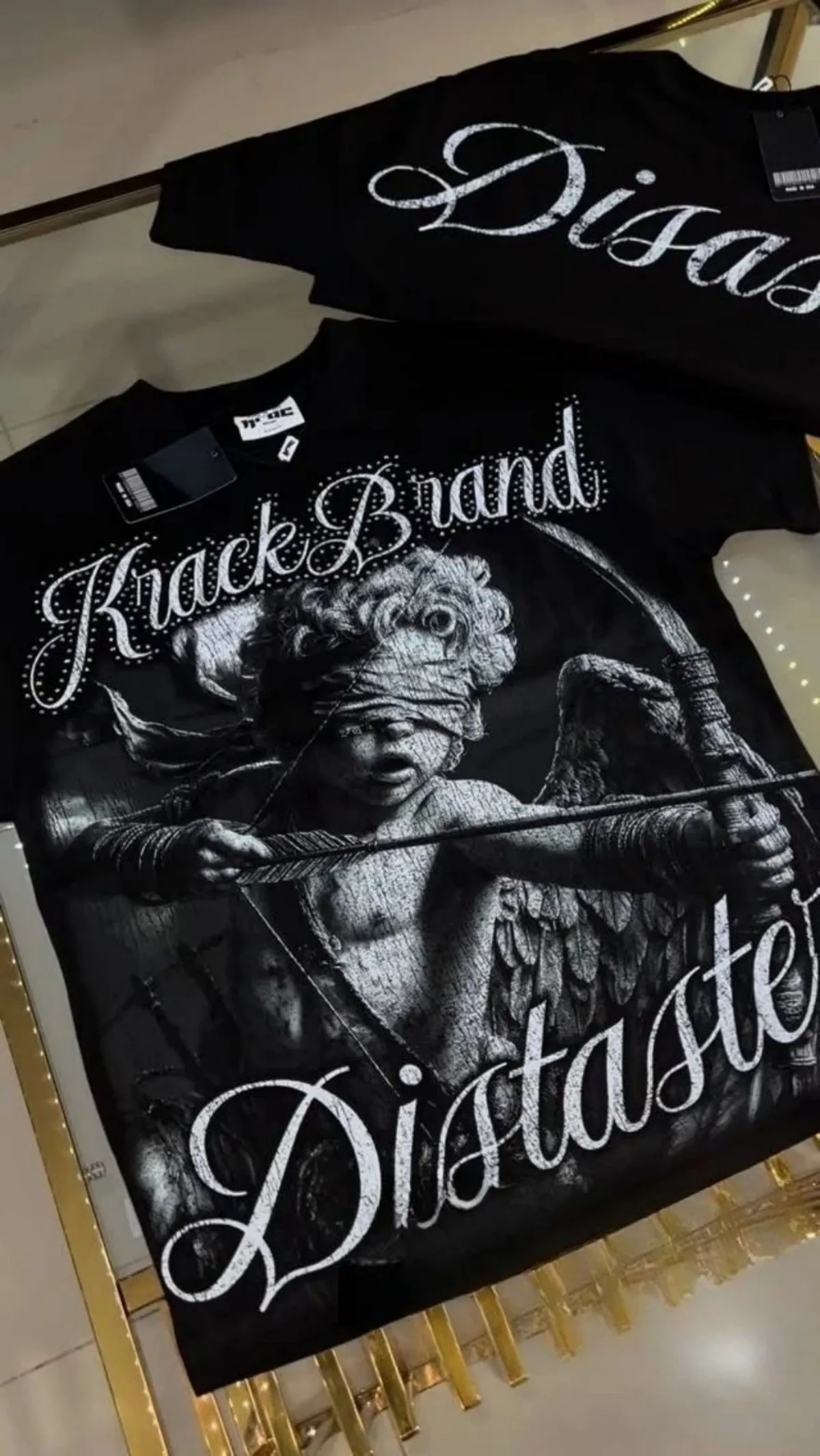 European and American Men's Summer Gothic Angel Letter Print Comfortable and Breathable Round Neck T-Shirt Outdoor Street Top