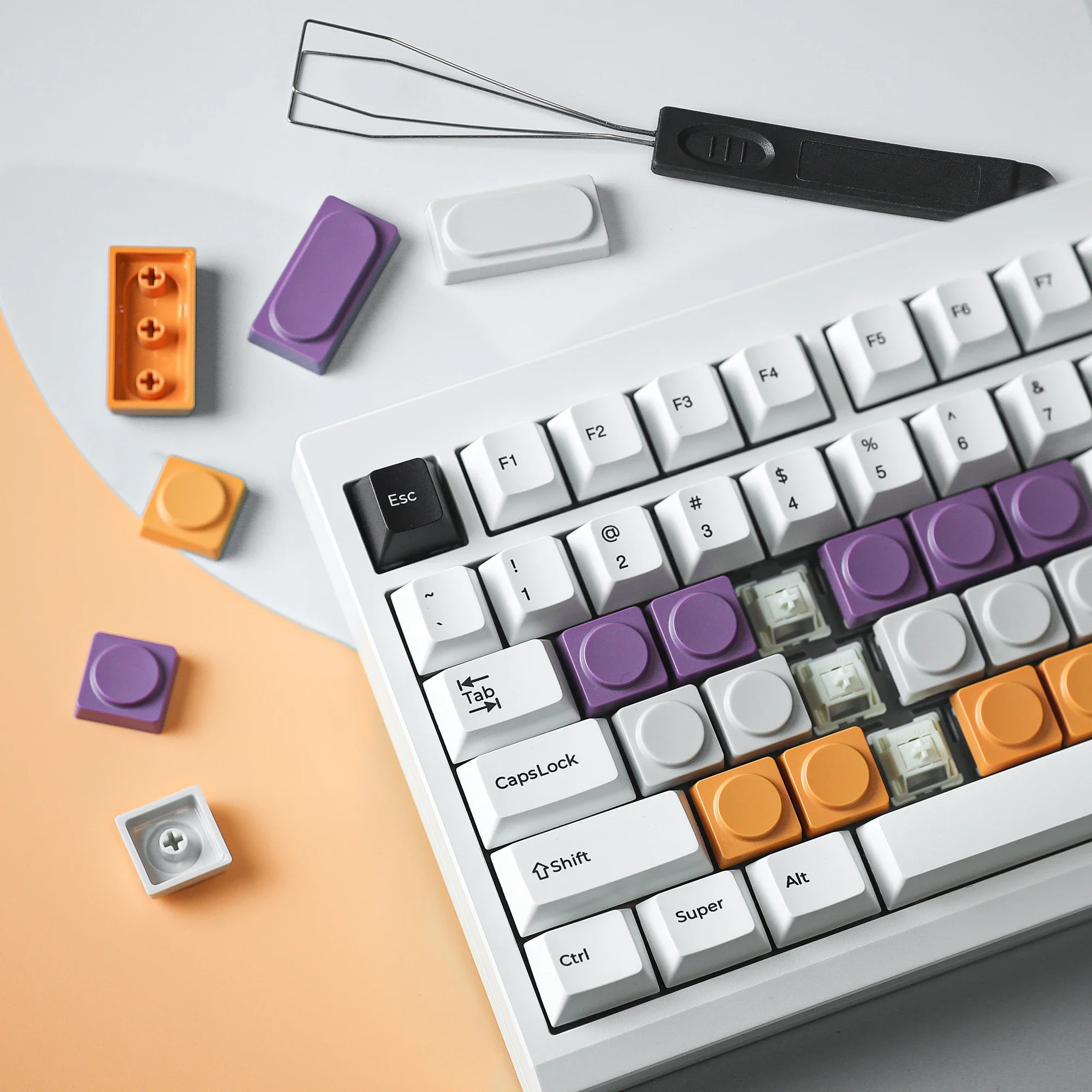 

Keycaps Low Profile ABS Keycaps for Gateron Low Profile MX Switch Mechanical Keyboard Ultra Thin Purole Yellow Grey