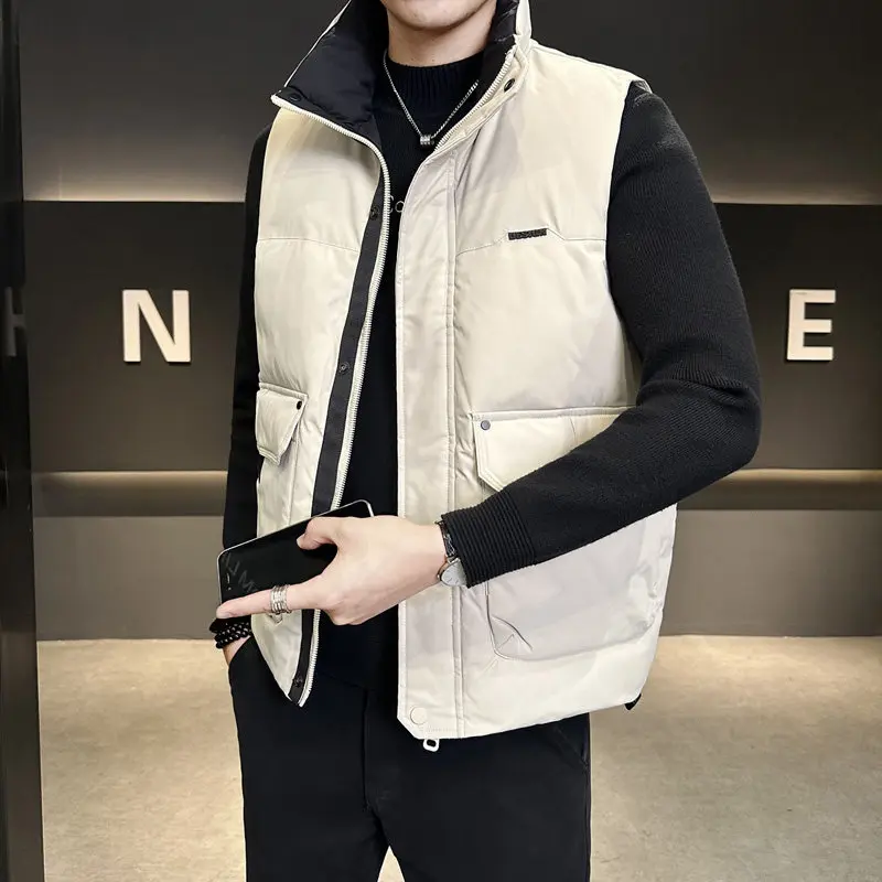 

Stephanio Мужской пуховый жилет Jaet Легкая теплая повседневная верхняя одежда с воротником-стойкой Осенняя модная брендовая модная свободная посадка из полиэстера...