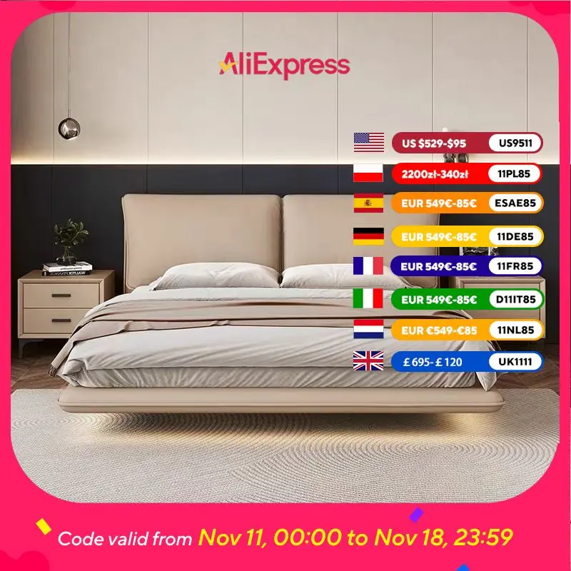 

Большая дизайнерская двуспальная кровать, водонепроницаемая, бежевая, европейская, современная, роскошная, двуспальная кровать, платформа, деревянный дом, мебель Cama Matrimonio