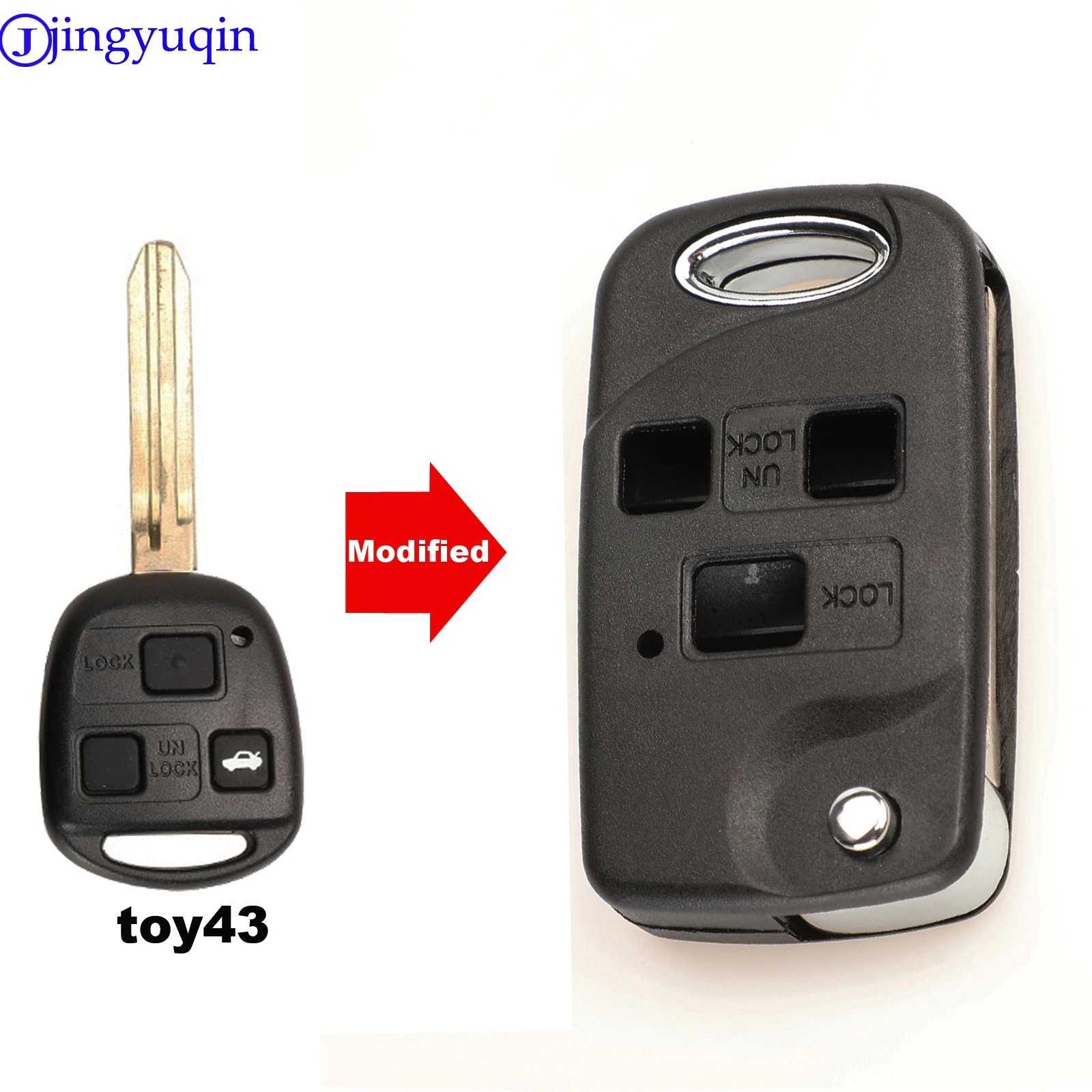 Jingyuqin Modifiye Uzaktan Katlanır Çevirme Araba Anahtarı Kabuk Durumda Toyota Yaris Carina Corolla Avensis Kapak Toy43 Toy48 Bıçak Fob