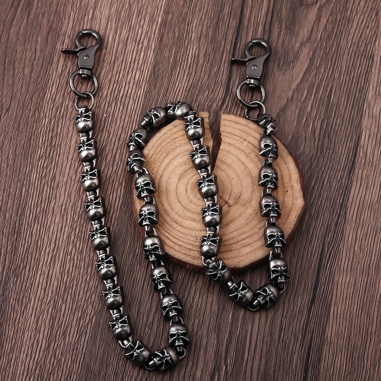 Dark Hip Hop Skull Pants Chain Slim Heavy Waist Chain Men's Pirate Skull Keychain Wallet Chain Gothic Biker Fashion Accessories