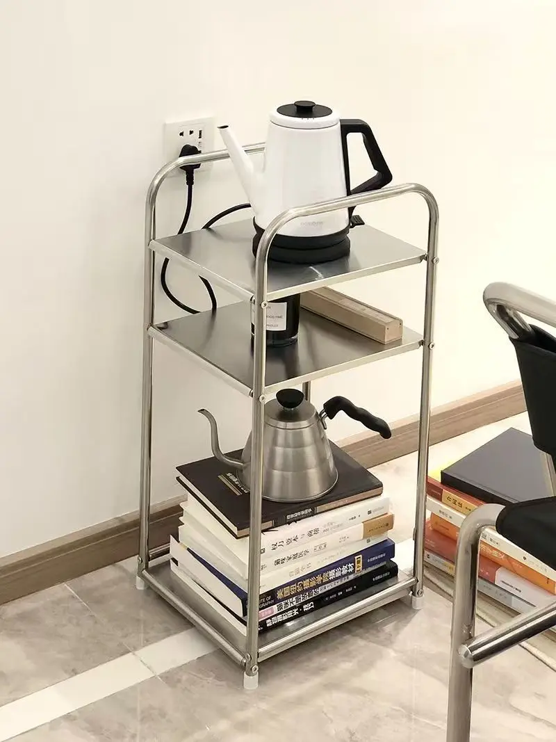 Modern Sofa Side Table Stainless Steel Coffee Table Living Room Corner Tables Multi Functional Storage Rack Kitchen Small Tables