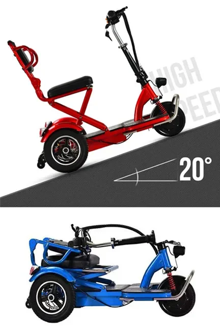 Cheap Price Handicapped Scooters Lightweight Folding Electric Bicycle Traveling Tricycles For Handicap