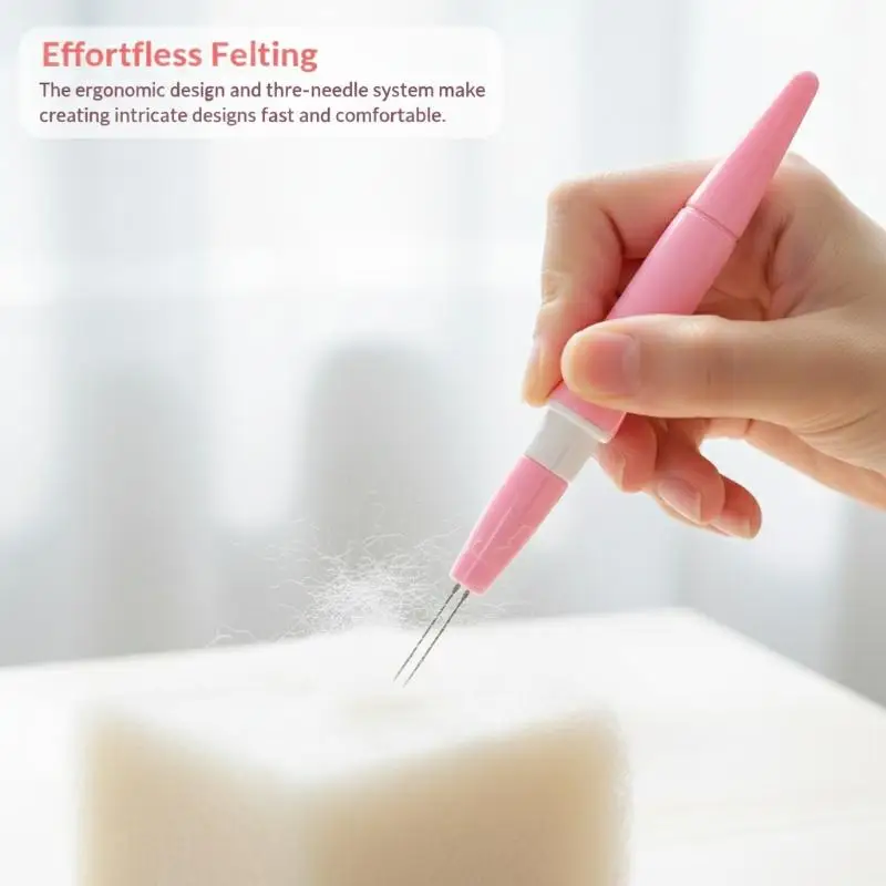Wool Felt Needle Pen 7 Replace Needles DIY Art Tool for Quick Felting Ideal for Home Handcraft Projects