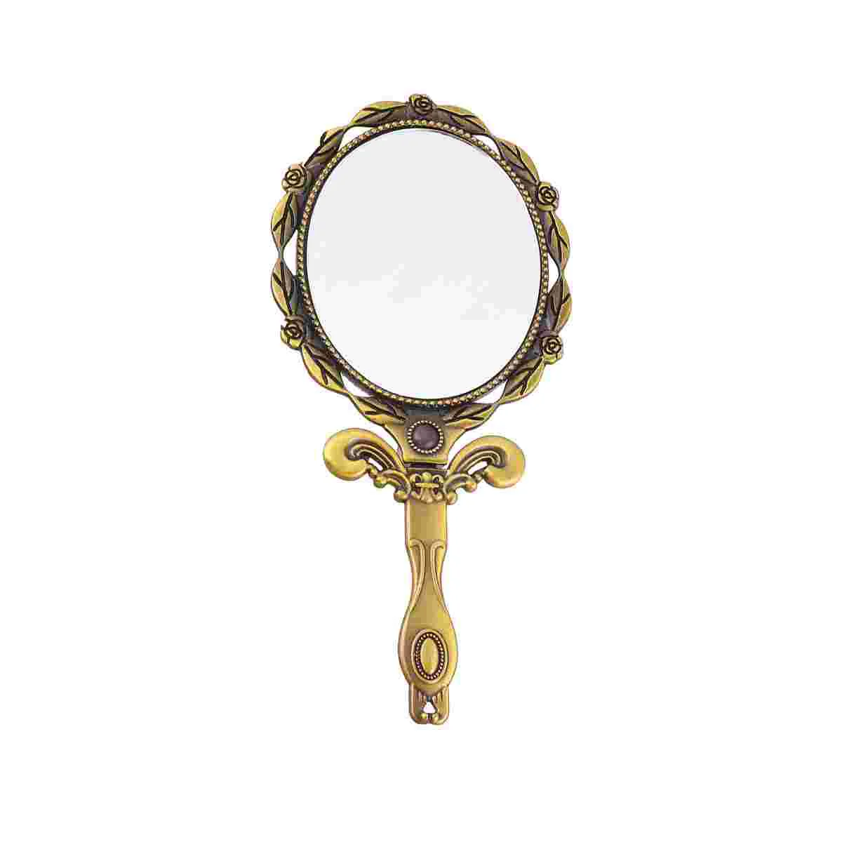 

Dresser for Women Vintage Mirror Makeup Pocket Small Handle Travel Folding