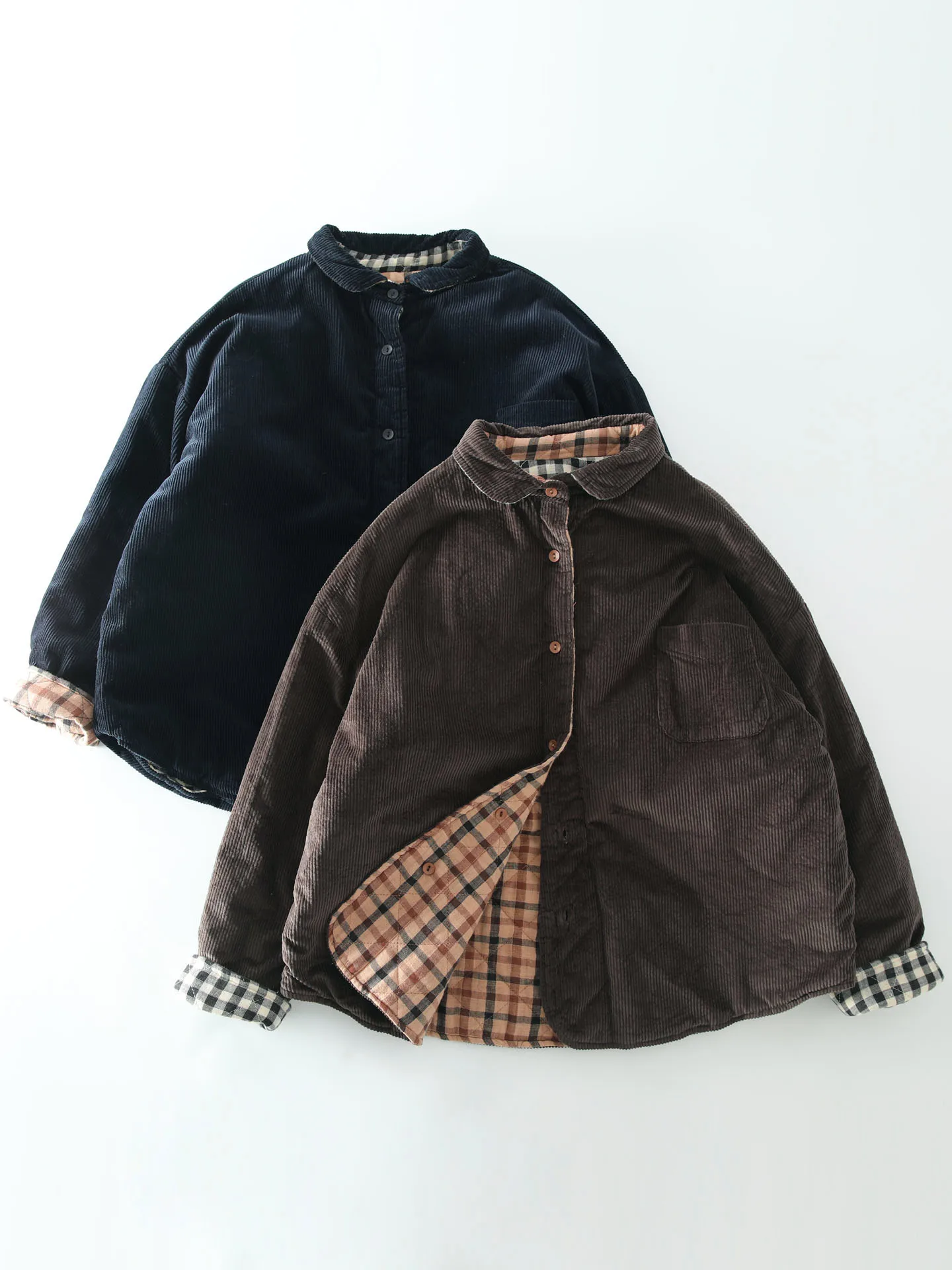 

Теплое хлопковое пальто в стиле ретро из вельвета, двустороннее, свободного кроя, с воротником, женское, для повседневной носки, зима 2025