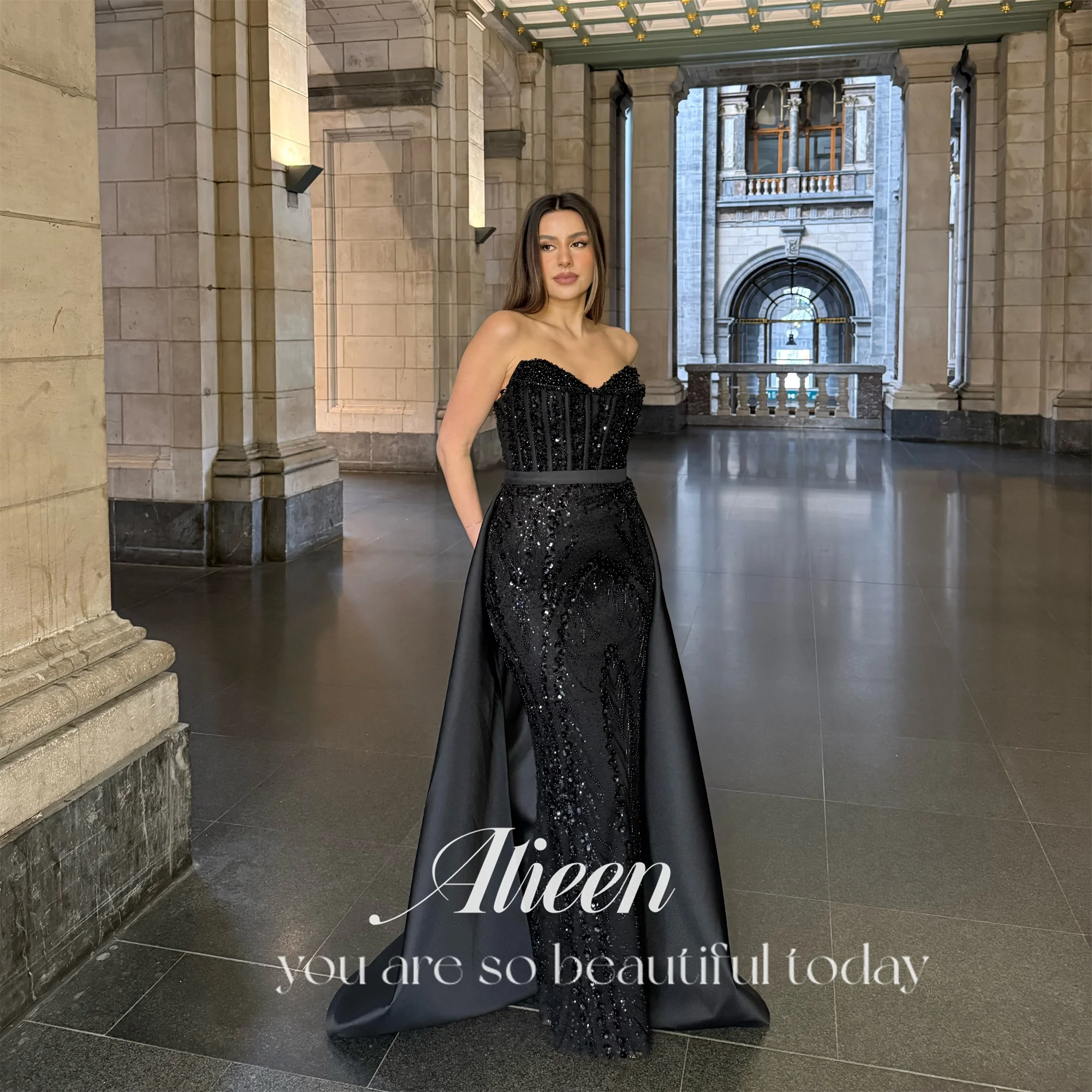 

Aileen Black Elegant Women Dresses for Special Occasions Customized Women Evening Dress Woman Bead Embroidery New in Dresses