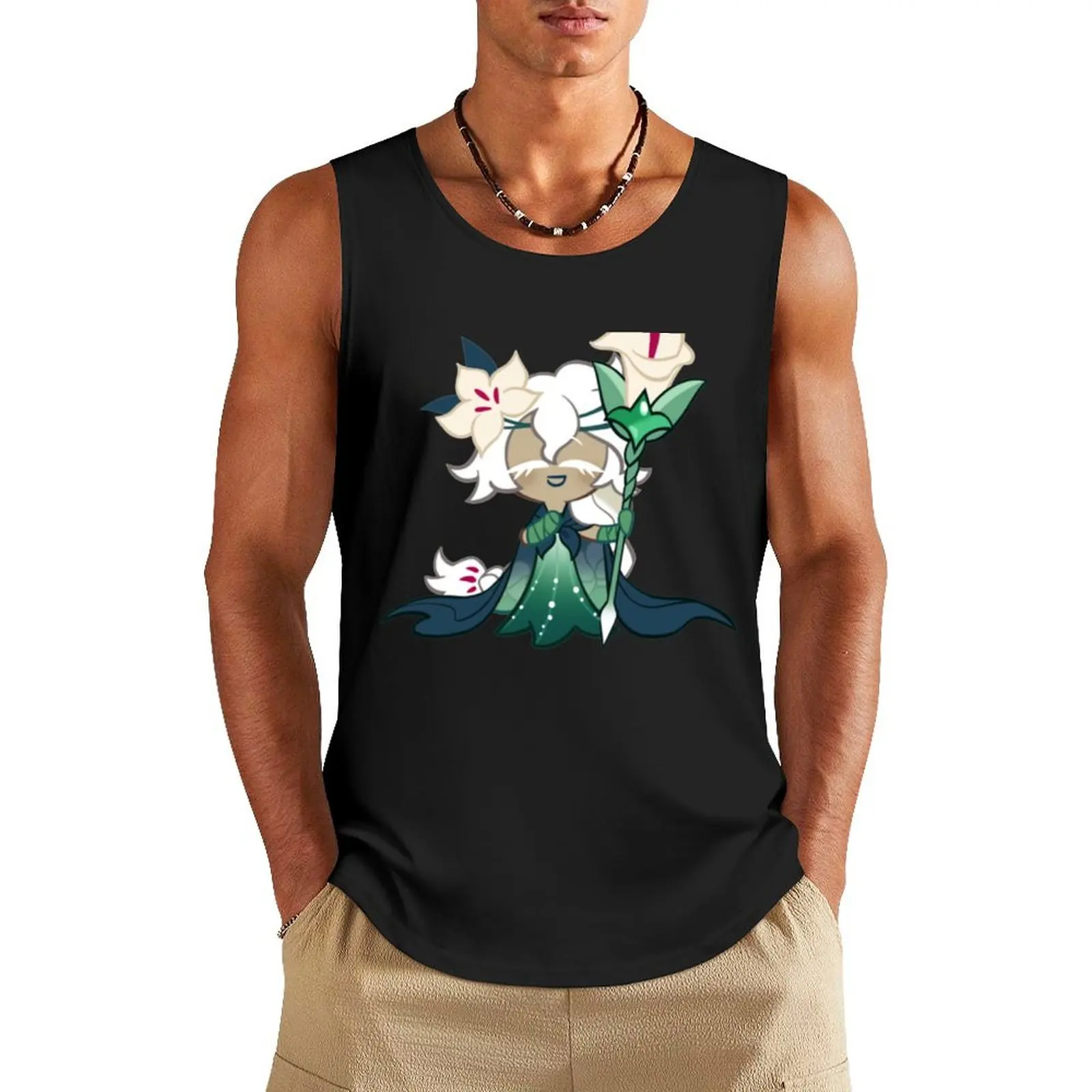 

White Lily Cookie! Cookie Run Kingdom Tank Top Man sleeveless shirt Man gym clothes Clothing gym clothing