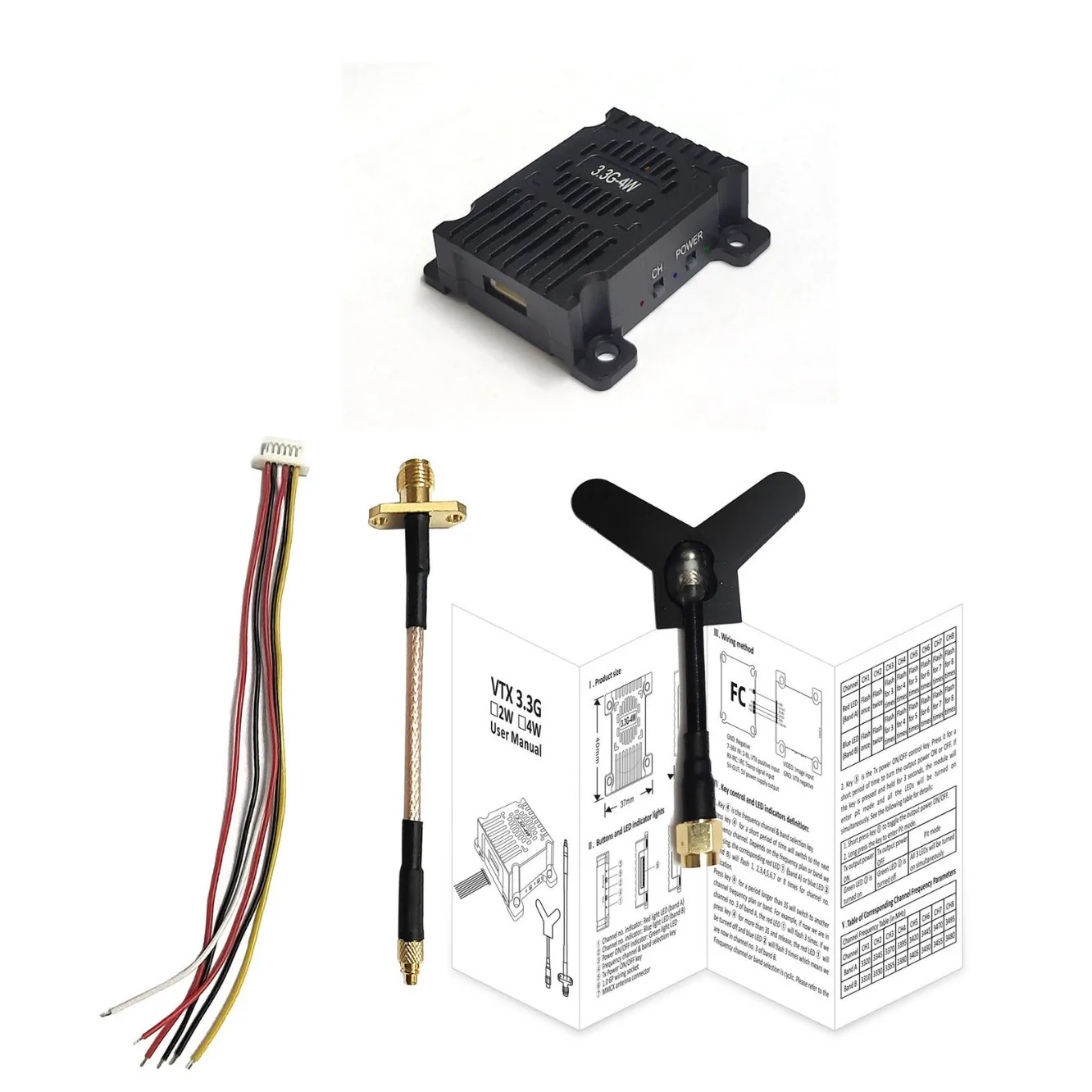 3.3G-4W VTX image transmission FPV 16CH analog image transmission module, transmitter