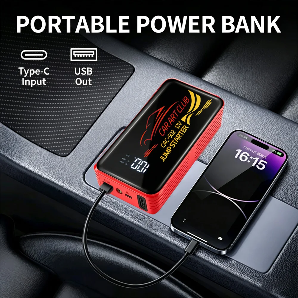 Power Car Jump Starter Battery for Car Starter Portable Emergency Booster 12V Auto Starting Device Petrol Diesel
