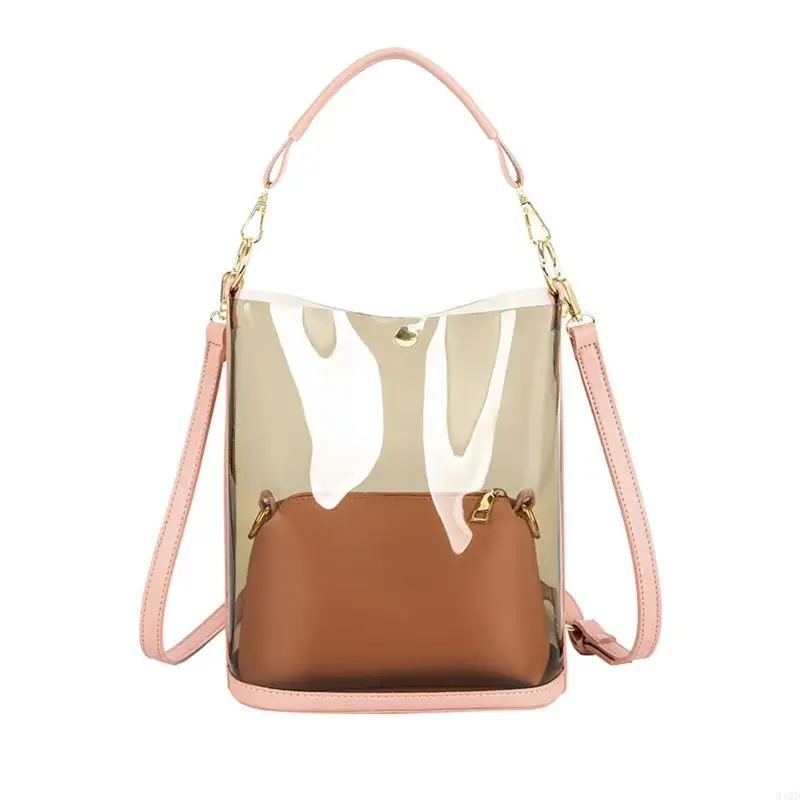 

340D 2 in 1 Bag Clear Bag Bucket Bag Jelly Bag Shoulder Bag for Traveling